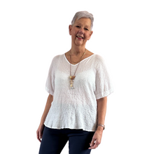 Load image into Gallery viewer, White Plain Crinkle cotton top for women. (A147)