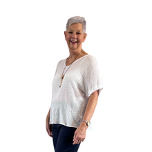 Load image into Gallery viewer, White Plain Crinkle cotton top for women. (A147)