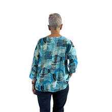 Load image into Gallery viewer, Turquoise scribble print cotton T shirt for women (A148)