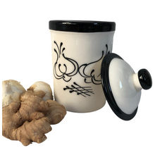 Load image into Gallery viewer, White Pot with Black Garlic Motif Garlic Keeper Pot (8)