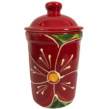 Load image into Gallery viewer, Red Poinsettia Design Garlic Keeper Pot (13)