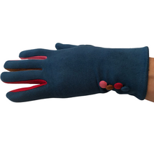 Load image into Gallery viewer, G1925 Plain teal ladies Gloves with a splash of colour between the fingers