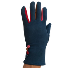 Load image into Gallery viewer, G1925 Plain teal ladies Gloves with a splash of colour between the fingers