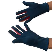 Load image into Gallery viewer, G1925 Plain teal ladies Gloves with a splash of colour between the fingers