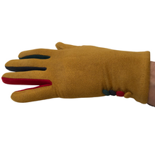 Load image into Gallery viewer, G1925 Plain mustard ladies Gloves with a splash of colour between the fingers