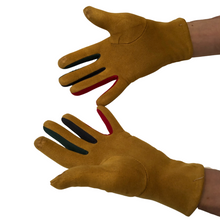 Load image into Gallery viewer, G1925 Plain mustard ladies Gloves with a splash of colour between the fingers