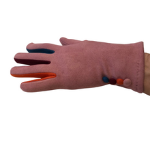 Load image into Gallery viewer, G1925 Plain light pink ladies Gloves with a splash of colour between the fingers