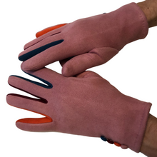 Load image into Gallery viewer, G1925 Plain light pink ladies Gloves with a splash of colour between the fingers