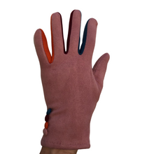 Load image into Gallery viewer, G1925 Plain light pink ladies Gloves with a splash of colour between the fingers