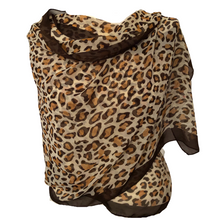 Load image into Gallery viewer, Dark Brown with Brown Chiffon Style Animal Leopard Print Design Soft Ladies Scarf with Border