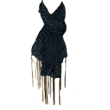 Load image into Gallery viewer, Green Spotty Long Thin Shiny Scarf with Pretty Sparkle Lovely for Evening wear