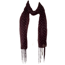 Load image into Gallery viewer, Purple Spotty Long Thin Shiny Scarf with Pretty Sparkle Lovely for Evening wear