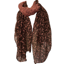 Load image into Gallery viewer, Brown with Pink Small Swallow Scarf/wrap