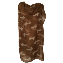 Load image into Gallery viewer, Brown with White Crosses Scarf/wrap