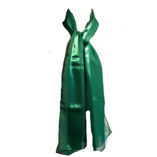 Load image into Gallery viewer, Plain light Green Faux Chiffon and Satin Style Striped Scarf Thin Pretty Scarf Great for Any Outfit Lovely Gift