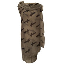 Load image into Gallery viewer, Grey with Black Crosses Scarf/wrap
