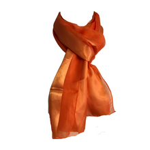 Load image into Gallery viewer, Plain orange faux Chiffon and satin Scarf