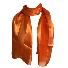 Load image into Gallery viewer, Plain orange faux Chiffon and satin Scarf