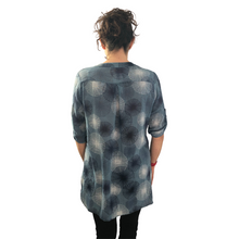 Load image into Gallery viewer, Ladies Demin blue dandelion collarless Shirt 100% cotton. (A109)
