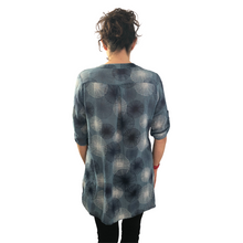 Load image into Gallery viewer, Ladies Demin blue dandelion collarless Shirt 100% cotton. (A109)