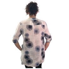 Load image into Gallery viewer, White dandelion puff design collarless Shirt 100% cotton (A109)
