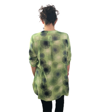 Load image into Gallery viewer, Lime green dandelion puff design collarless Shirt 100% cotton(A109)
