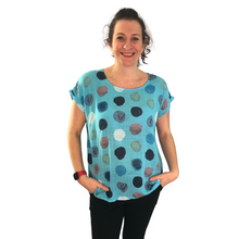 Load image into Gallery viewer, Turquoise with multi coloured Dots T shirt (A107) - Made in Italy