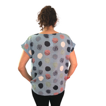 Load image into Gallery viewer, Light blue with multi coloured Dots T shirt (A107) - Made in Italy