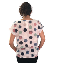 Load image into Gallery viewer, White with multi coloured Dots T shirt (A107) - Made in Italy