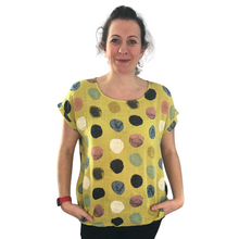 Load image into Gallery viewer, Yellow with multi coloured Dots T shirt (A107) - Made in Italy