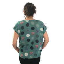 Load image into Gallery viewer, Sage Green with multi coloured Dots T shirt (A107) - Made in Italy