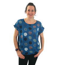 Load image into Gallery viewer, Royal Blue with multi coloured Dots T shirt (A107) - Made in Italy
