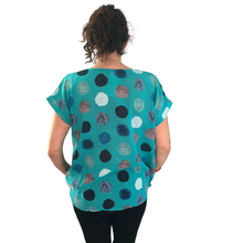 Load image into Gallery viewer, Turquoise with multi coloured Dots T shirt (A107) - Made in Italy