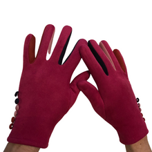 Load image into Gallery viewer, G1925 Plain fuchsia pink ladies Gloves with a splash of colour between the fingers