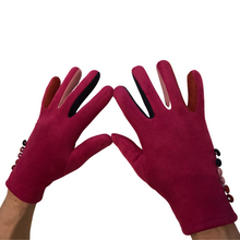 Load image into Gallery viewer, G1925 Plain fuchsia pink ladies Gloves with a splash of colour between the fingers