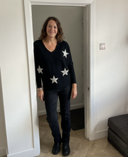 Load image into Gallery viewer, Deborah 4 Star Ribbed Jumper - Black | One Size (UK 12-16)

