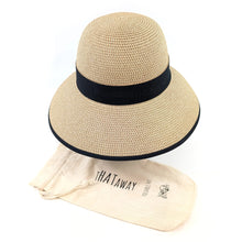 Load image into Gallery viewer, Open Back Bow Foldable Hat (57cm) - Dark Natural
