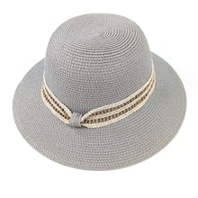 Load image into Gallery viewer, Rope &amp; Lace Band Cloche Foldable Hat (57cm) - Grey
