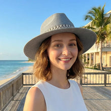 Load image into Gallery viewer, Sage-Cream Panama Foldable Hat (57cm) - Grey
