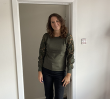 Load image into Gallery viewer, Stephanie Lace Arm Jumper - Khaki Green | One Size (UK 10-16)
