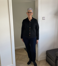 Load image into Gallery viewer, Rebecca Multi Coloured Button Cardigan - Black | One Size (UK 12-18)
