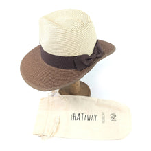 Load image into Gallery viewer, Open Back Panama Foldable Hat (57cm) - Natural/Chocolate
