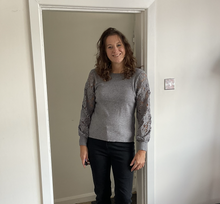 Load image into Gallery viewer, Stephanie Lace Arm Jumper - Grey | One Size (UK 10-16)
