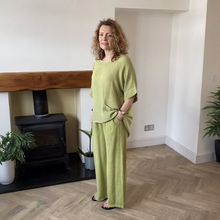 Load image into Gallery viewer, Linda Classic Lime green Shirred Waistband Palazzo Trousers with Pockets | UK 10–16
