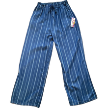Load image into Gallery viewer, Lisa Dark Denim Stripped Wide Leg Trousers | Eco-Friendly Tencel UK 8–14
