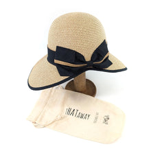 Load image into Gallery viewer, Open Back Bow Foldable Hat (57cm) - Dark Natural
