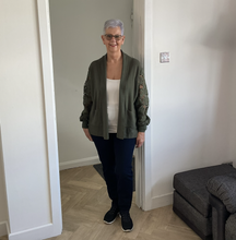 Load image into Gallery viewer, Melissa Lace Arm Cardigan - Khaki Green | One Size (UK 14-22)

