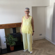 Load image into Gallery viewer, Linda Classic Yellow Shirred Waistband Palazzo Trousers with Pockets | UK 10–16
