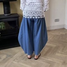 Load image into Gallery viewer, Susan Dark Denim Ballon Baggy Trousers | Elastic Waist UK 13–18
