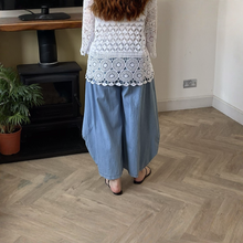 Load image into Gallery viewer, Susan Light Denim Ballon Baggy Trousers | Elastic Waist UK 13–18
